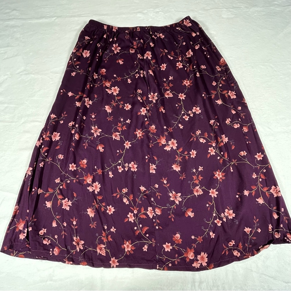 Liz Baker Essentials Purple Floral Midi Skirt Women's Plus 1X